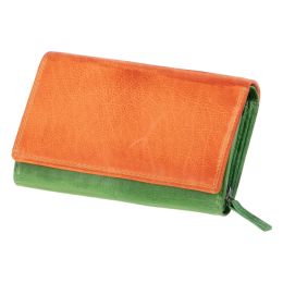 MIKA Damengeldbrse, aus Leder, grn-orange