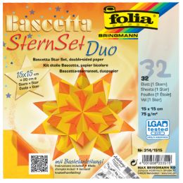 folia Faltblätter Bascetta-Stern, 150 x 150 mm, gelb/orange