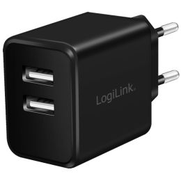 LogiLink USB-Adapterstecker, 2x USB, 12 Watt, wei