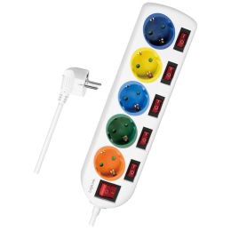 LogiLink Steckdosenleiste, 5-fach mit 6 Schaltern,mehrfarbig