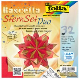 folia Faltblätter Bascetta-Stern, 150 x 150 mm, hochrot/gold