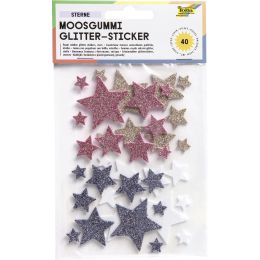 folia Moosgummi Glitter-Sticker Sterne, sortiert