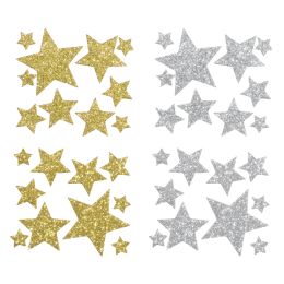 folia Moosgummi Glitter-Sticker Sterne, sortiert