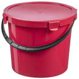 plast team Pflckeimer mit Deckel, 10 Liter, rot