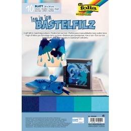 folia Bastelfilz TON-IN-TON MIX, 200 x 300 mm, blau