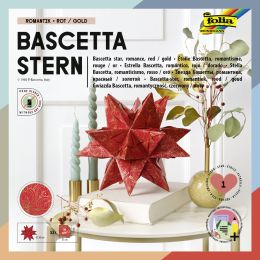 folia Faltblätter Bascetta-Stern, rot / bedruckt
