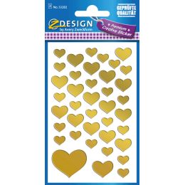 AVERY Zweckform ZDesign CREATIVE Sticker Herzen, gold