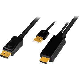 LogiLink HDMI-Kabel, HDMI-A + USB-A - DisplayPort Stecker