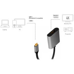LogiLink USB-C - DisplayPort Adapterkabel, schwarz/grau