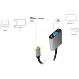 LogiLink USB-C - VGA Adapterkabel, 0,15 m, schwarz/grau