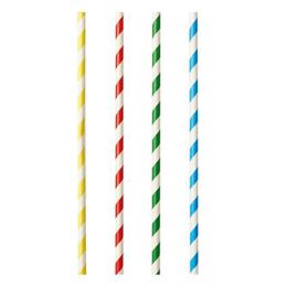 PAPSTAR Papier-Trinkhalm Stripes, 210 mm, farbig sortiert