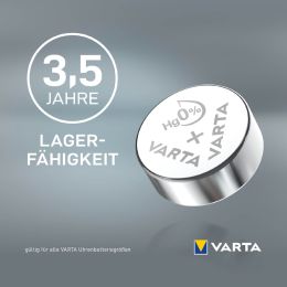 VARTA Silber-Oxid Uhrenzelle, V335, 1,55 Volt