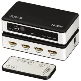 LogiLink 4K/60Hz HDMI Switch, 3-fach, schwarz/silber