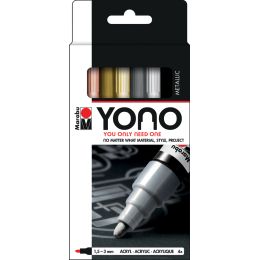 Marabu Acrylmarker YONO, 1,5 - 3,0 mm, 4er Set METAL