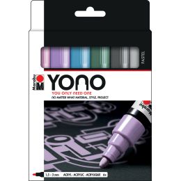 Marabu Acrylmarker YONO, 1,5 - 3,0 mm, 6er Set PASTEL
