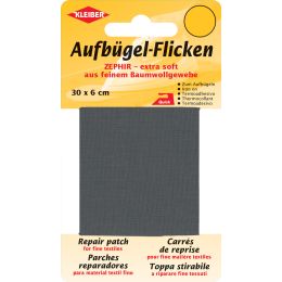 KLEIBER Zephir-Aufbügel-Flicken, 300 x 60 mm, dunkelgrau