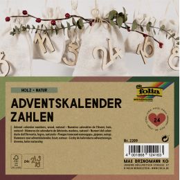 folia Adventskalender-Holzzahlen, natur