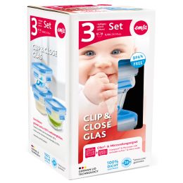 emsa Frischhaltedose CLIP & CLOSE Glas, 0,18 Liter, 3er Set