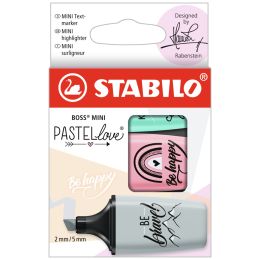 STABILO Textmarker BOSS MINI Pastellove 2.0, 3er Karton-Etui
