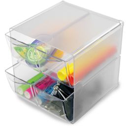 deflecto Organisationsbox Cube, 2 Schubladen, glasklar