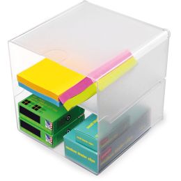 deflecto Organisationsbox Cube, 4 Fcher, glasklar