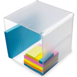 deflecto Organisationsbox Cube, 2 Fcher, glasklar