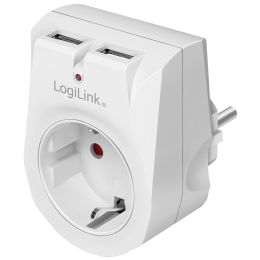 LogiLink Adapterstecker mit 2 USB-Ports, wei
