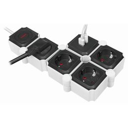 LogiLink Flexible Steckdosenleiste, mit 2x USB, schwarz/wei
