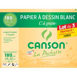 CANSON Zeichenpapier C  Grain, 320 x 240 mm, 3er Set