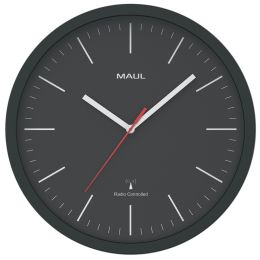 MAUL Wanduhr/Funkuhr MAULjump, Durchmesser: 305 mm, schwarz