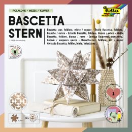 folia Faltblätter Bascetta-Stern, weiß / bedruckt
