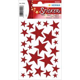 HERMA Weihnachts-Sticker MAGIC Sterne rot, glittery