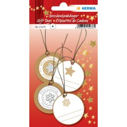 HERMA Weihnachts-Geschenkanhänger 3D, rund, gold