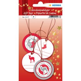 HERMA Weihnachts-Geschenkanhnger 3D, rund, grn/silber