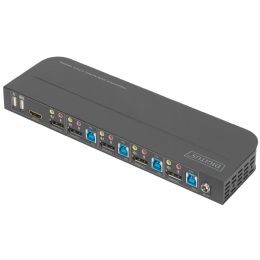 DIGITUS KVM-Switch, 4-Port, 4K60Hz, 4x DP in, 1x DP/HDMI out