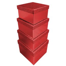 Clairefontaine Geschenkboxen-Set Glitter rot, 4-teilig