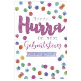 SUSY CARD Geburtstagskarte Glitzer Hurra