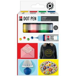 Marabu Punktfarbe Dot Pen, 4 x 25 ml, farbig sortiert