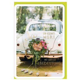SUSY CARD Hochzeitskarte Blumenkranz am Auto