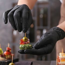 HYGOSTAR Nitril-Handschuh EXTRA SAFE, M, schwarz, puderfrei