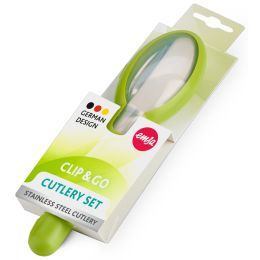 emsa Besteck-Set CLIP & GO, 3-teilig mit Etui, grün