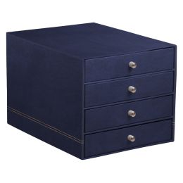 RHODIA Schubladenbox, aus Kunstleder, 4 Schübe, nachtblau