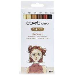 COPIC Marker ciao, 5+1 Set Hair Tones 1