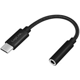 LogiLink USB-C - Klinke Adapterkabel, 130 mm, schwarz