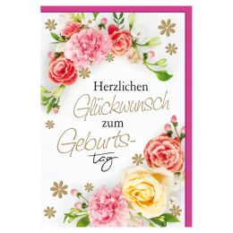 SUSY CARD Geburtstagskarte Gerberakranz