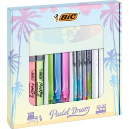 BIC Schreibset Pastel Dream Kit mit Notizbuch, 16-teilig