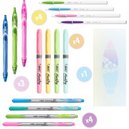 BIC Schreibset Pastel Dream Kit mit Notizbuch, 16-teilig