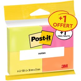 Post-it Haftnotizen Notes, 38 x 51 mm, 4er Pack
