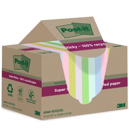 Post-it Super Sticky Recycling Notes, 47,6 x 47,6 mm, farbig