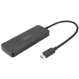 DIGITUS MST Video Hub, 3 Port, USB-C - 3x HDMI, schwarz